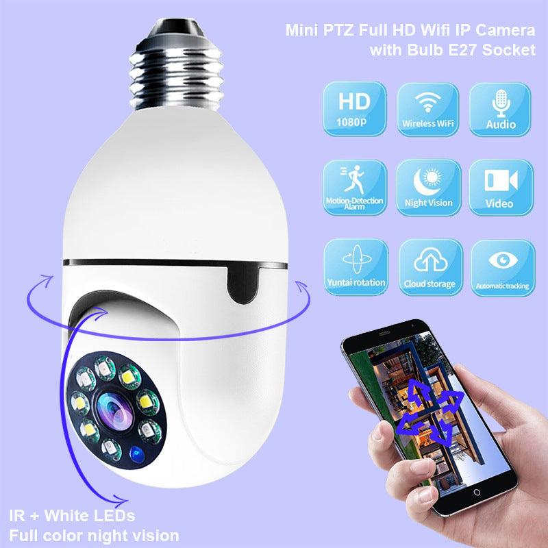 WiFi CAMERA 1080P Bulb 4X Zoom Camera E27 Home 5GWiFi Alarm Monitor - Shopmix
