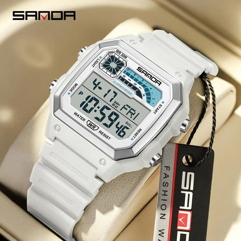 RELÓGIO SANDA 6196 Esporte Clássico Eletrônico Night Glow À Prova D 'Água - Shopmix