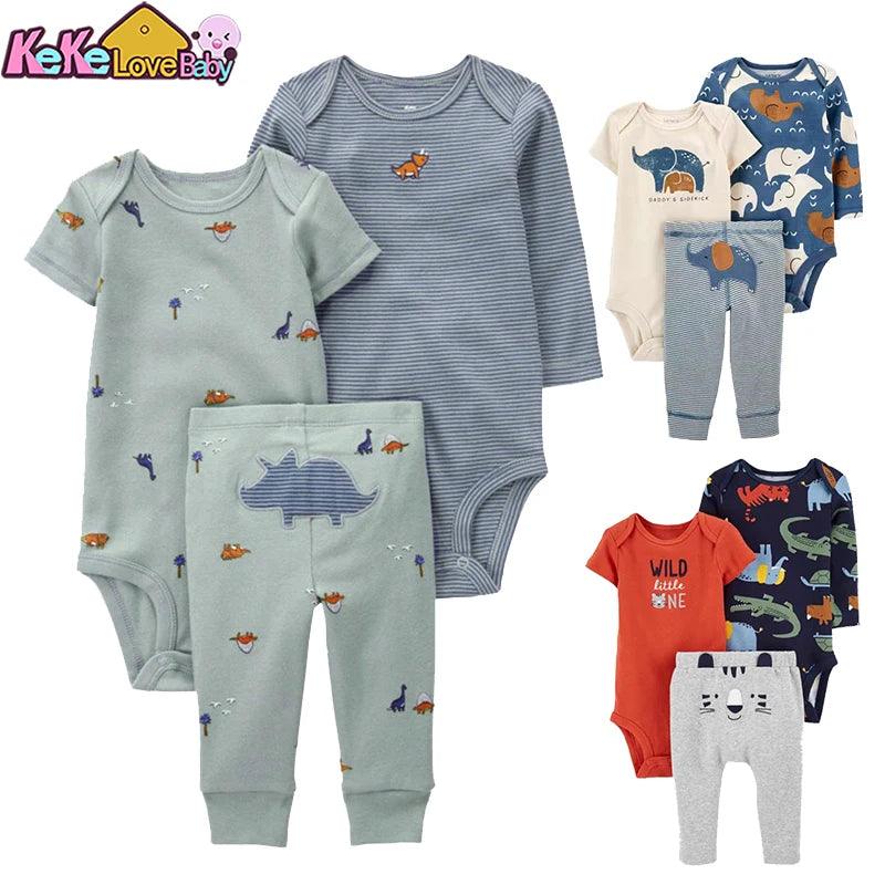 conjuntos de roupas 100% algodão 3 pçs estanpado - Shopmix