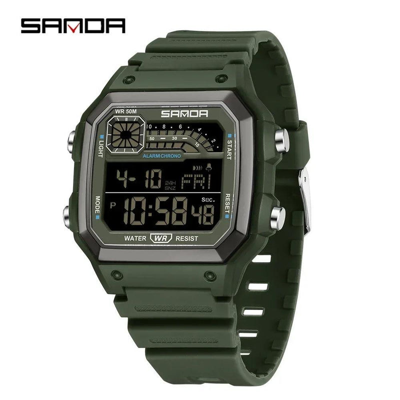 RELÓGIO SANDA 6196 Esporte Clássico Eletrônico Night Glow À Prova D 'Água - Shopmix