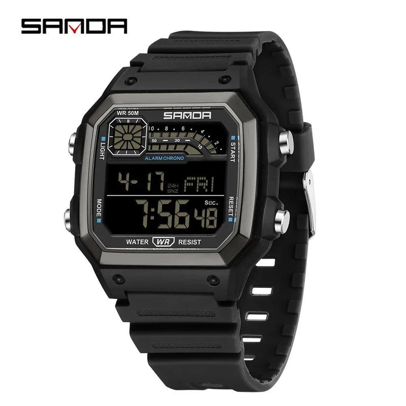RELÓGIO SANDA 6196 Esporte Clássico Eletrônico Night Glow À Prova D 'Água - Shopmix