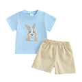 Lioraitiin 0-3 anos bebê menino roupa de páscoa coelhinho/ manga curta + short - Shopmix