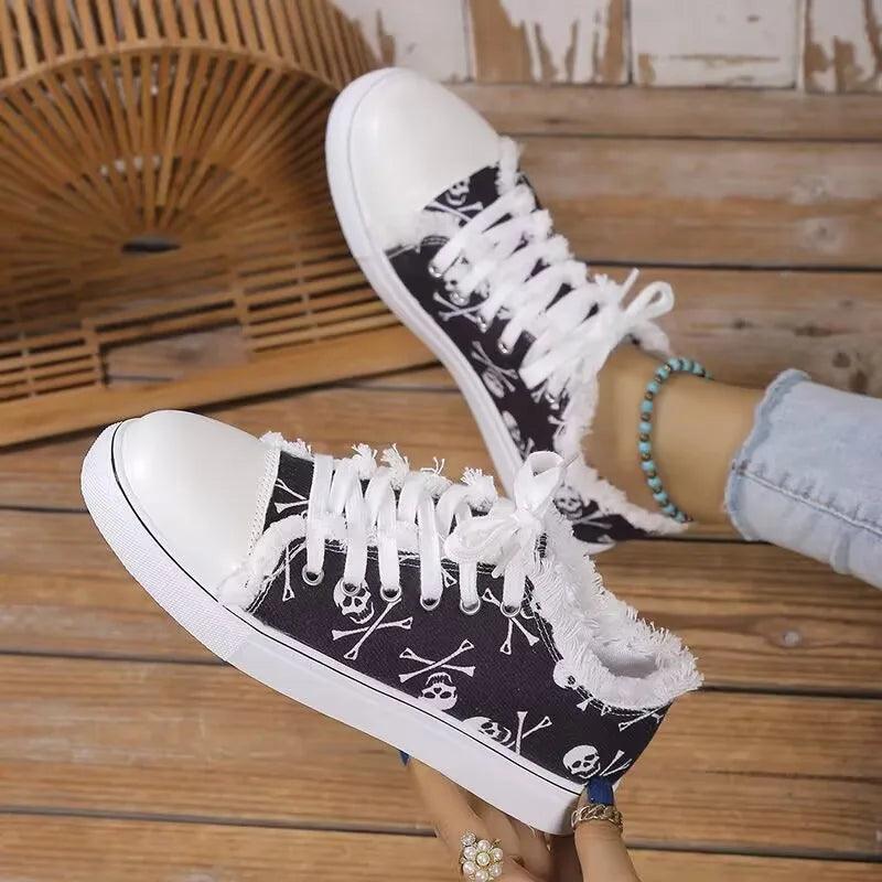 Sapatos de lona floral feminino - Shopmix