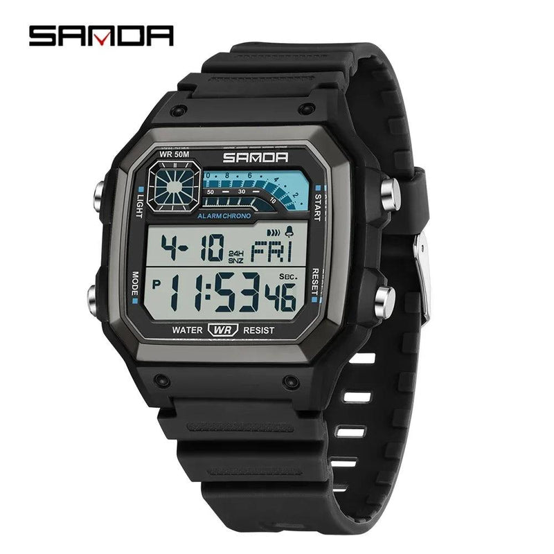 RELÓGIO SANDA 6196 Esporte Clássico Eletrônico Night Glow À Prova D 'Água - Shopmix