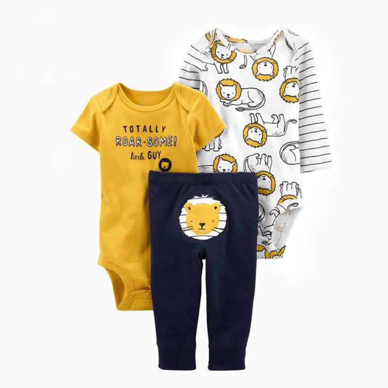 conjuntos de roupas 100% algodão 3 pçs estanpado - Shopmix