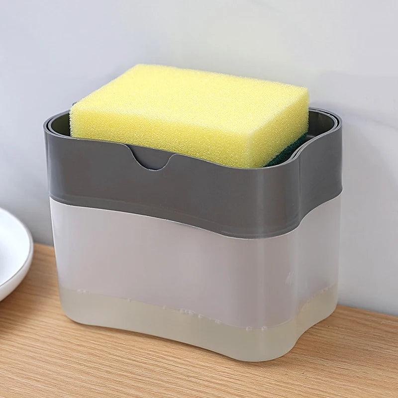 Dispenser de Detergente 2 em 1 com Suporte – Organize Sua Pia e Economize Detergente! - Shopmix