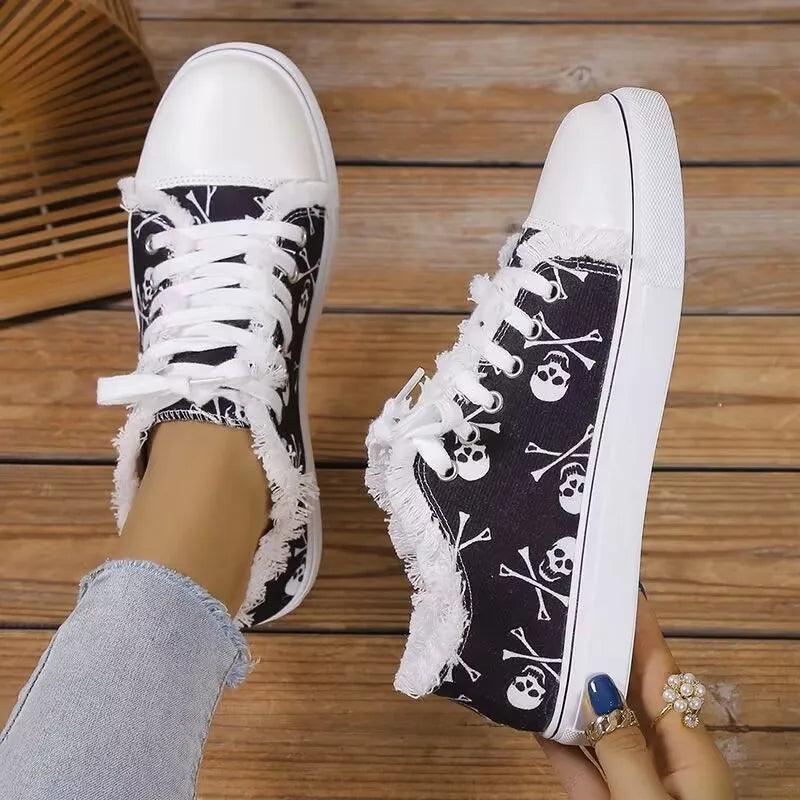 Sapatos de lona floral feminino - Shopmix