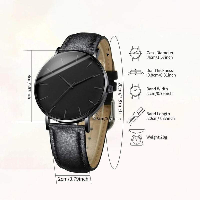 relógios masculinos elegante + pulseira de couro - Shopmix