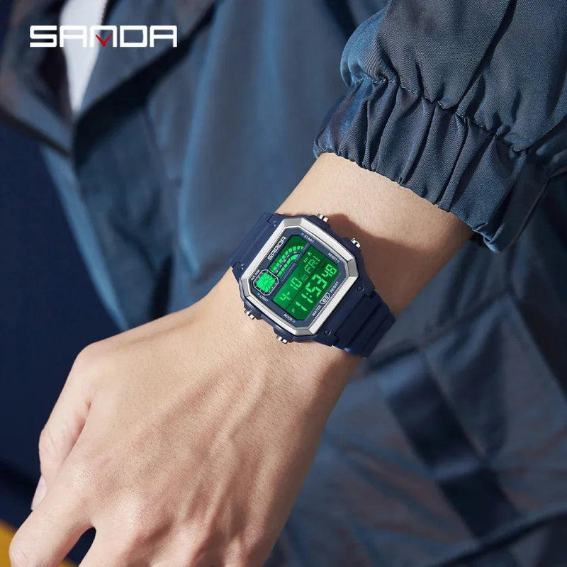 RELÓGIO SANDA 6196 Esporte Clássico Eletrônico Night Glow À Prova D 'Água - Shopmix