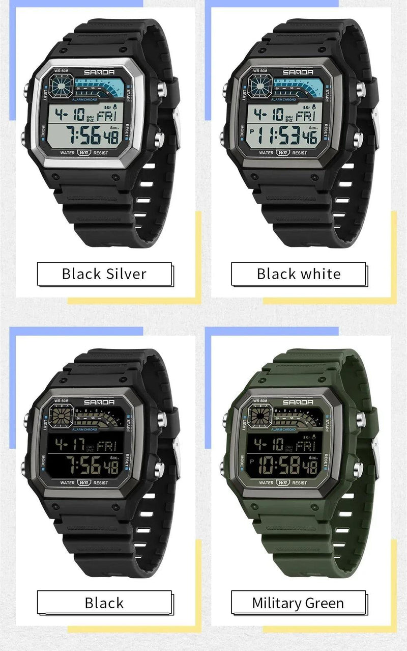 RELÓGIO SANDA 6196 Esporte Clássico Eletrônico Night Glow À Prova D 'Água - Shopmix