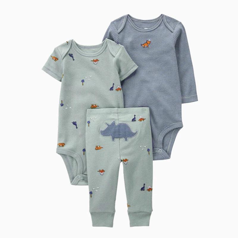 conjuntos de roupas 100% algodão 3 pçs estanpado - Shopmix