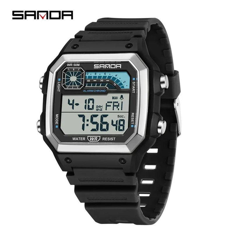 RELÓGIO SANDA 6196 Esporte Clássico Eletrônico Night Glow À Prova D 'Água - Shopmix